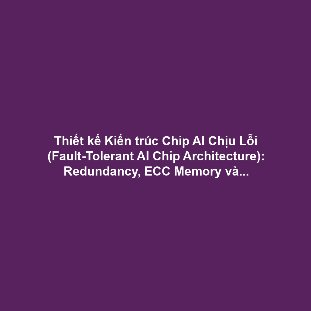 Thiết kế Kiến trúc Chip AI Chịu Lỗi (Fault-Tolerant AI Chip Architecture): Redundancy, ECC Memory và High Availability trong Môi trường Công Nghiệp
