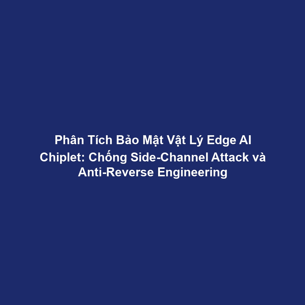 Phân Tích Bảo Mật Vật Lý Edge AI Chiplet: Chống Side-Channel Attack và Anti-Reverse Engineering