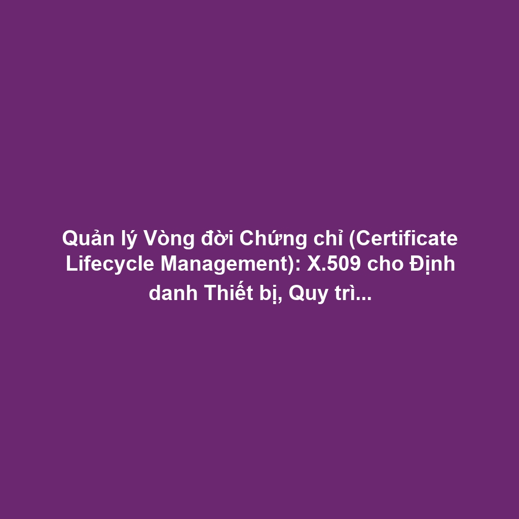 Quản lý Vòng đời Chứng chỉ (Certificate Lifecycle Management): X.509 cho Định danh Thiết bị, Quy trình Tự động và Thách thức Chi phí
