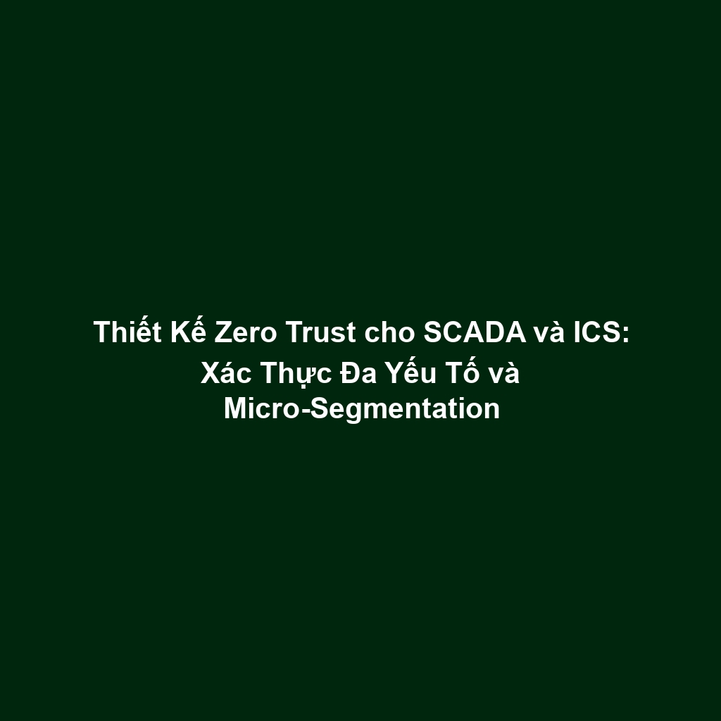Thiết Kế Zero Trust cho SCADA và ICS: Xác Thực Đa Yếu Tố và Micro-Segmentation