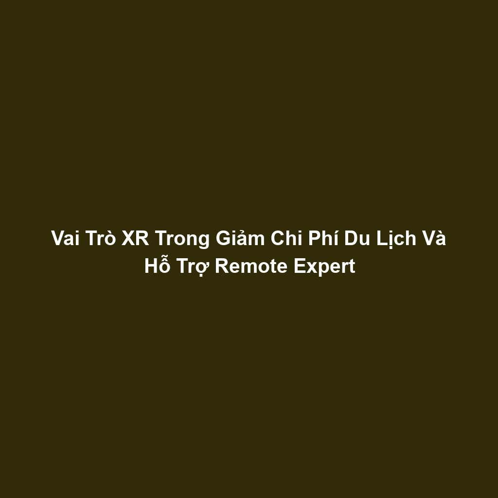 Vai Trò XR Trong Giảm Chi Phí Du Lịch Và Hỗ Trợ Remote Expert