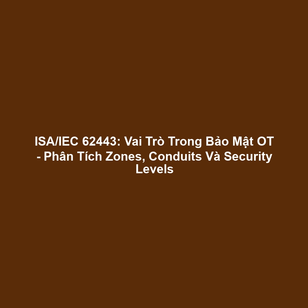 ISA/IEC 62443: Vai Trò Trong Bảo Mật OT - Phân Tích Zones, Conduits Và Security Levels