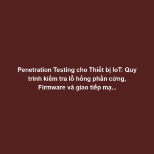 Penetration Testing cho Thiết bị IoT: Quy trình kiểm tra lỗ hổng phần cứng, Firmware và giao tiếp mạng
